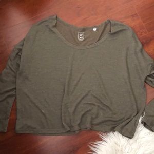 PACSUN dark green cropped long sleeve